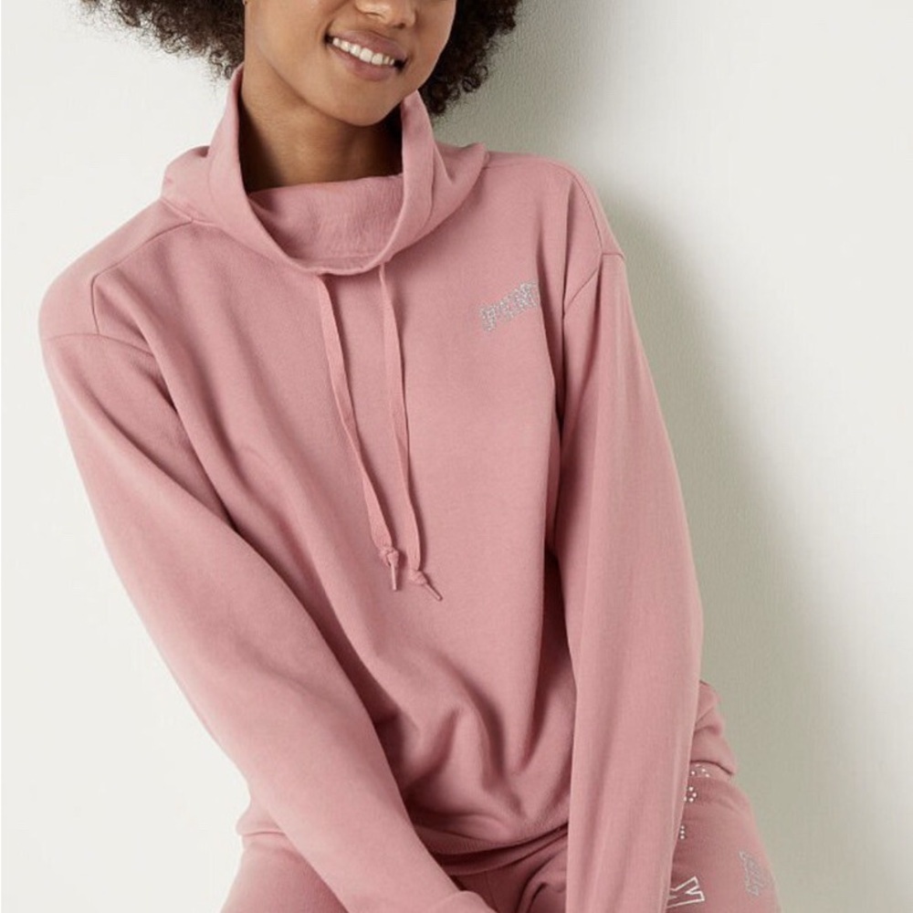 2/$35 Victoria's Secret Pink Bling Cowl Neck Pullover xl - Picture 8 of 9